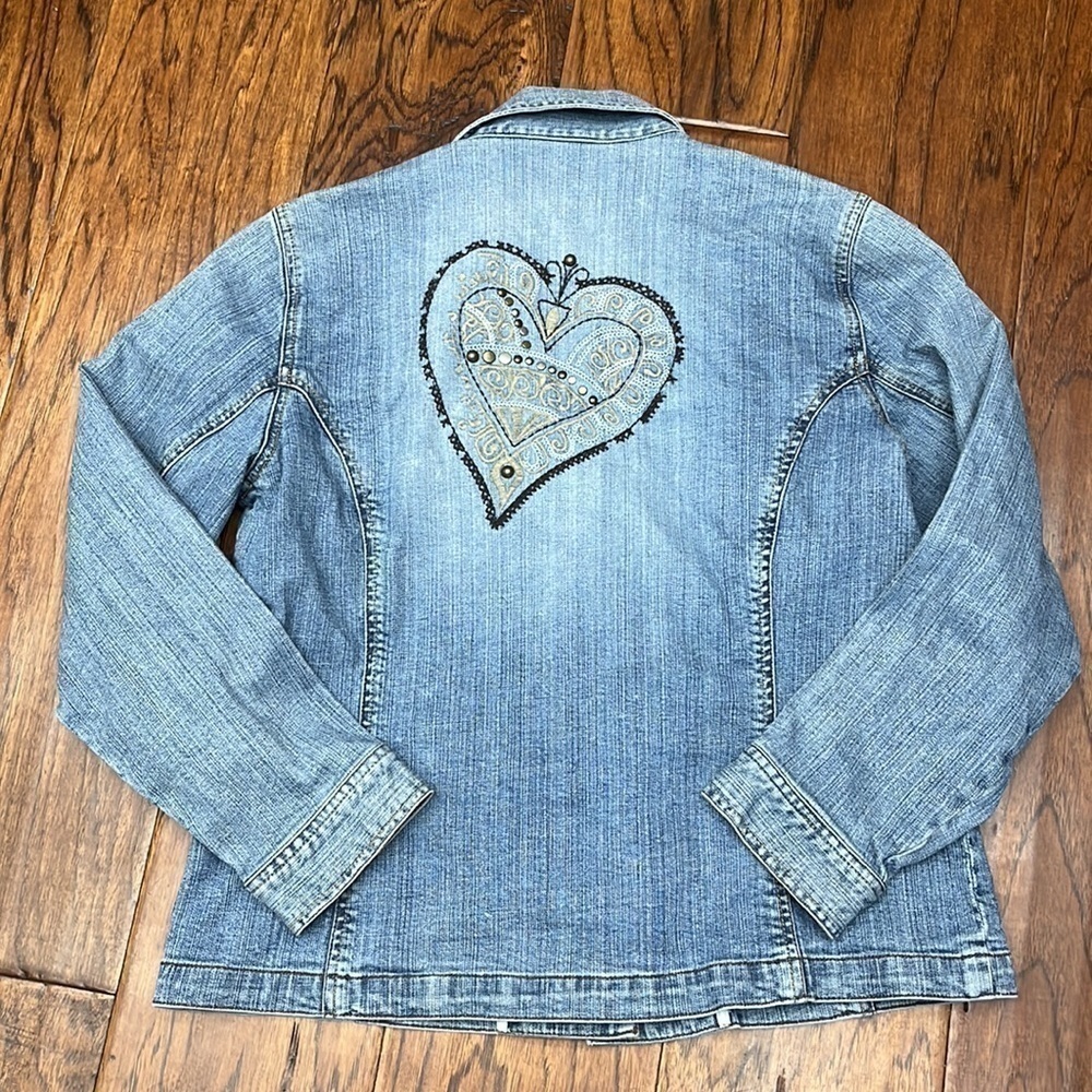 Chicos platinum bedazzled denim jacket - Picture 8 of 9